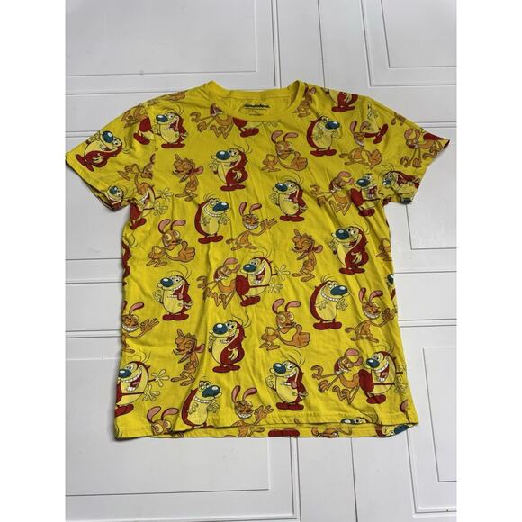 Nickelodeon Other - Nickelodeon T-Shirt Mens Large Yellow Red & Stimpy 90's Cartoon Casual Y2K